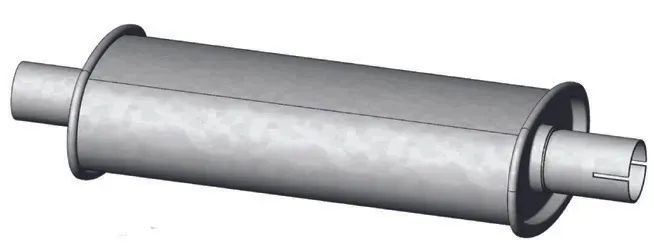 Yleismallinen äänenvaimennin, ovaali, 162 x 82 x 320 mm, putken 1 sisä Ø 40,5 mm, putken 2 sisä Ø 40,0 mm Tukkuhinta
