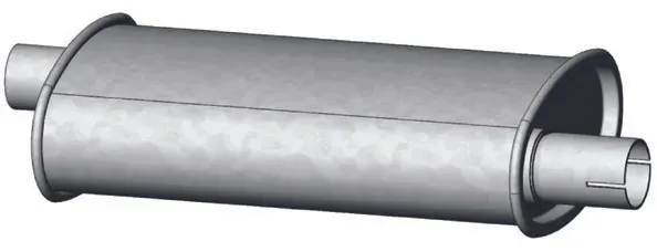 Yleismallinen äänenvaimennin, ovaali, ei vapaavirtaava, 165 x 85 x 320 mm, putken 1 sisä Ø 40,5 mm, putken 2 sisä Ø 40,0 mm Lähetetään Heti