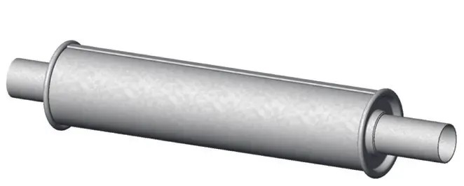 Yleismallinen äänenvaimennin, pyöreä, 90 x 400 mm, putken 1 sisä Ø 44,0 mm, putken 2 sisä Ø 44,0 mm Nopea Toimitus