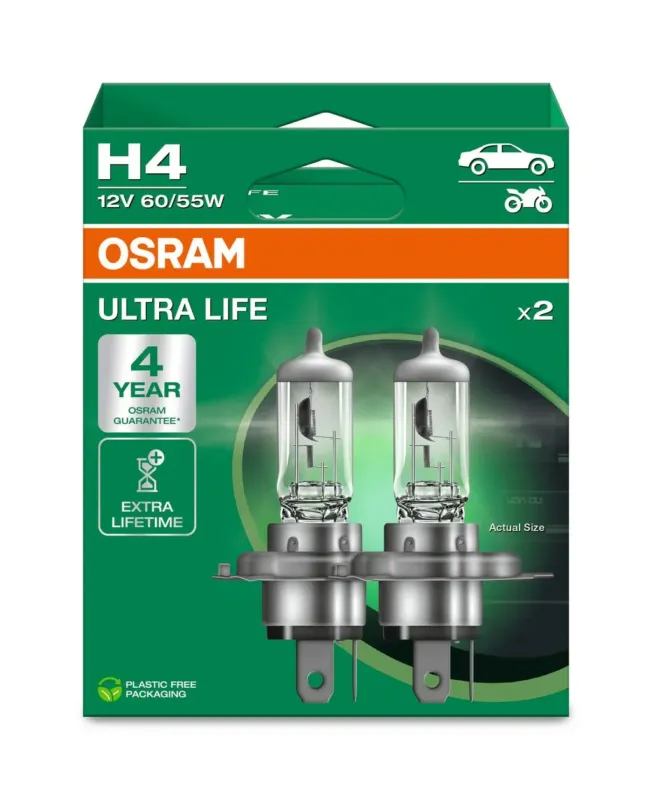Erikoistarjous Autolamppu OSRAM 12V 60/55W H4 Ultra Life pari