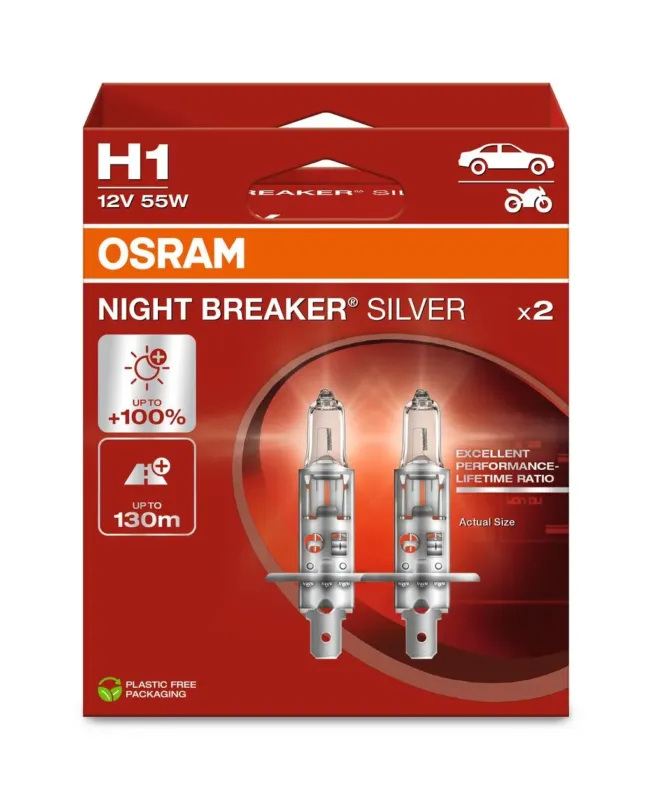 Autolamppu OSRAM 12V 55W H1 Night Breaker Silver Merkkituote