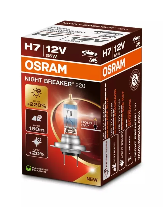 Älä Missaa Autolamppu OSRAM 12V 55W H7 Night Breaker +220% EKO Blister