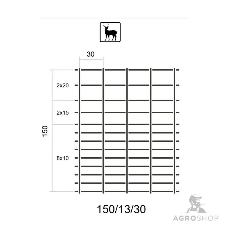 Eläinverkko ForestNet L zn ø2,0/1,6mm, silmäkoko 30x10-20cm 1,50x50m Alennus