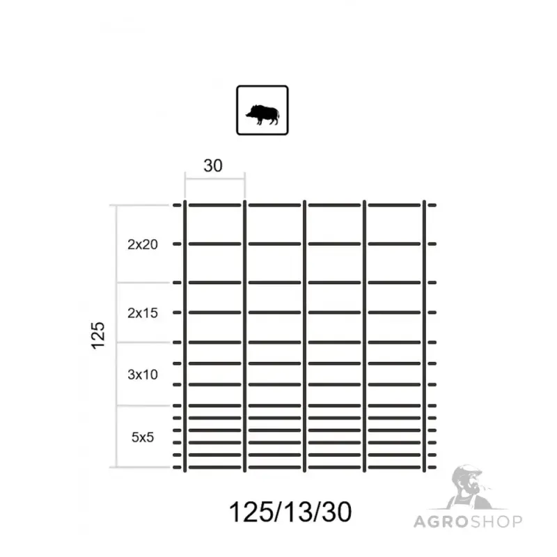 Eläinverkko ForestNet L zn ø2,0/1,6mm, silmäkoko 30cm-13L 1,25x50m Loppuunmyynti